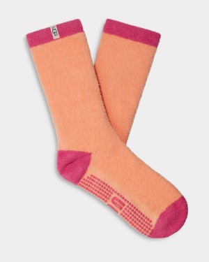 Apricot Ugg Paityn Cozy Gripper Crew Women's Socks | Saudi Arabia-7580619