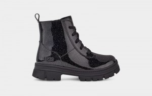 Black Ugg Ashton Lace Up Glitter Kids' Boots | Saudi Arabia-4832519