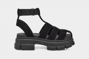 Black Ugg Ashton Strappy Women's Sandals | Saudi Arabia-9813754