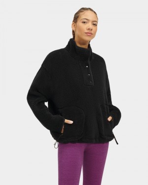 Black Ugg Atwell Sherpa Half Snap Women's Pullover | Saudi Arabia-3471569