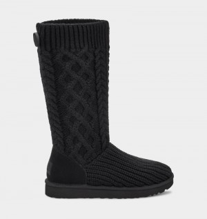 Black Ugg Classic Cardi Cabled Knit Women's Boots | Saudi Arabia-2746853