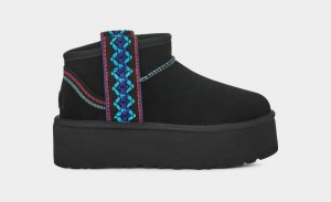 Black Ugg Classic Ultra Mini Braid Platform Women's Boots | Saudi Arabia-8502367