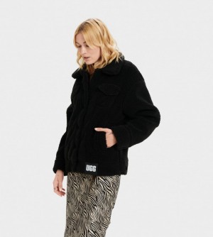 Black Ugg Frankie Sherpa Trucker Women's Jackets | Saudi Arabia-1036824