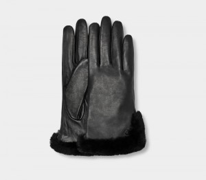 Black Ugg Leather Sheepskin Vent Women's Gloves | Saudi Arabia-3498716