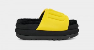 Black Ugg Maxi Graphic Women's Slides | Saudi Arabia-7318049