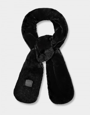 Black Ugg Oblong Faux Fur Women's Scarf | Saudi Arabia-9157832