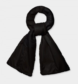 Black Ugg Sherpa Puffer Logo Women's Scarf | Saudi Arabia-6105493