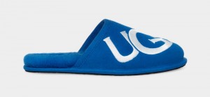 Blue / White Ugg Scuff Logo Men's Slippers | Saudi Arabia-1745903