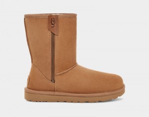 Brown Ugg Classic Short Bailey Zip Women's Boots | Saudi Arabia-6752419