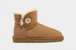 Brown Ugg Mini Bailey Button Ii Women's Boots | Saudi Arabia-2479360