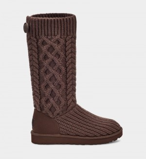 Deep Brown Ugg Classic Cardi Cabled Knit Women's Boots | Saudi Arabia-8421097