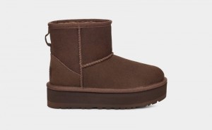 Deep Brown Ugg Classic Mini Platform Kids' Boots | Saudi Arabia-9684120