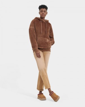 Deep Brown Ugg Loyra Sherpa Women's Hoodie | Saudi Arabia-6932415