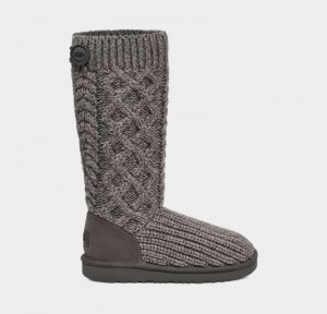 Grey Ugg Classic Cardi Cabled Knit Kids' Boots | Saudi Arabia-8972405