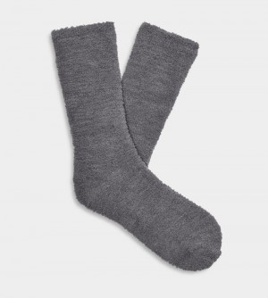 Grey Ugg Fincher Ultra Cozy Crew Men's Socks | Saudi Arabia-7309264