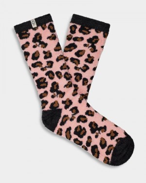 Leopard Ugg Leslie Graphic Crew Women's Socks | Saudi Arabia-9407832