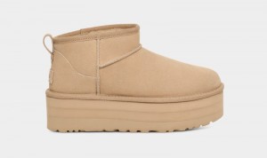 Mustard Ugg Classic Ultra Mini Platform Women's Boots | Saudi Arabia-2947368