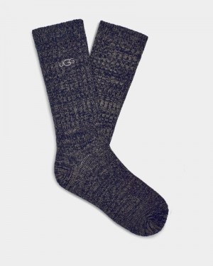 Navy Ugg Trey Rib Knit Slouchy Crew Men's Socks | Saudi Arabia-1324670