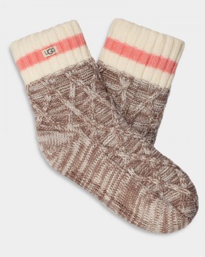 Pink Coral Ugg Deedee Fleece Lined Quarter Women's Socks | Saudi Arabia-1903756