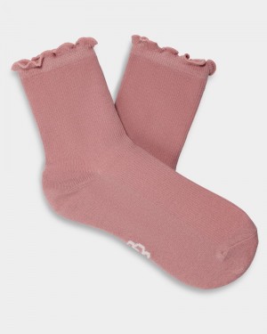 Pink Ugg Karsyn Lettuce Edge Women's Socks | Saudi Arabia-4710396