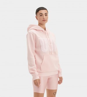 Pink Ugg Rey Fuzzy Logo Women's Hoodie | Saudi Arabia-7961052