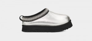 Silver Metal Ugg Tazz Leather Kids' Slippers | Saudi Arabia-4657218