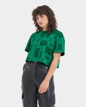 Turquoise Green Ugg Britany Cropped Scatter Women's Tee | Saudi Arabia-5407398