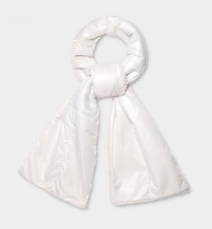 White Ugg Sherpa Puffer Logo Women's Scarf | Saudi Arabia-8372069