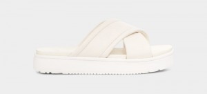 White Ugg Zayne Crossband Women's Slides | Saudi Arabia-4501239