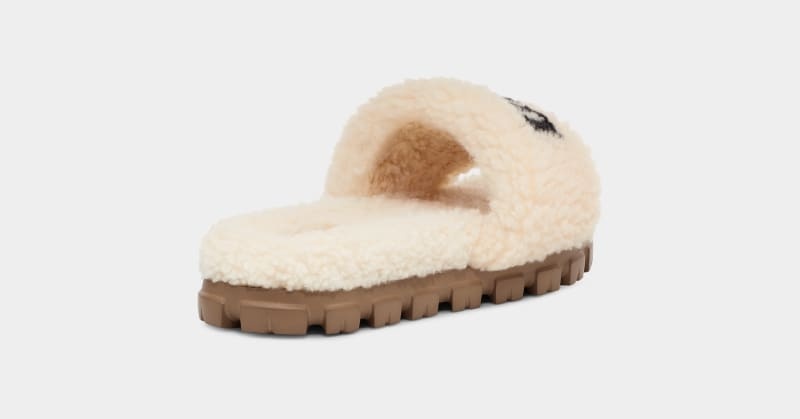 Beige Ugg Cozetta Curly Graphic Women's Slippers | Saudi Arabia-3827901