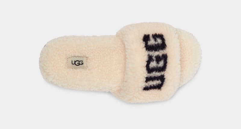 Beige Ugg Cozetta Curly Graphic Women's Slippers | Saudi Arabia-3827901