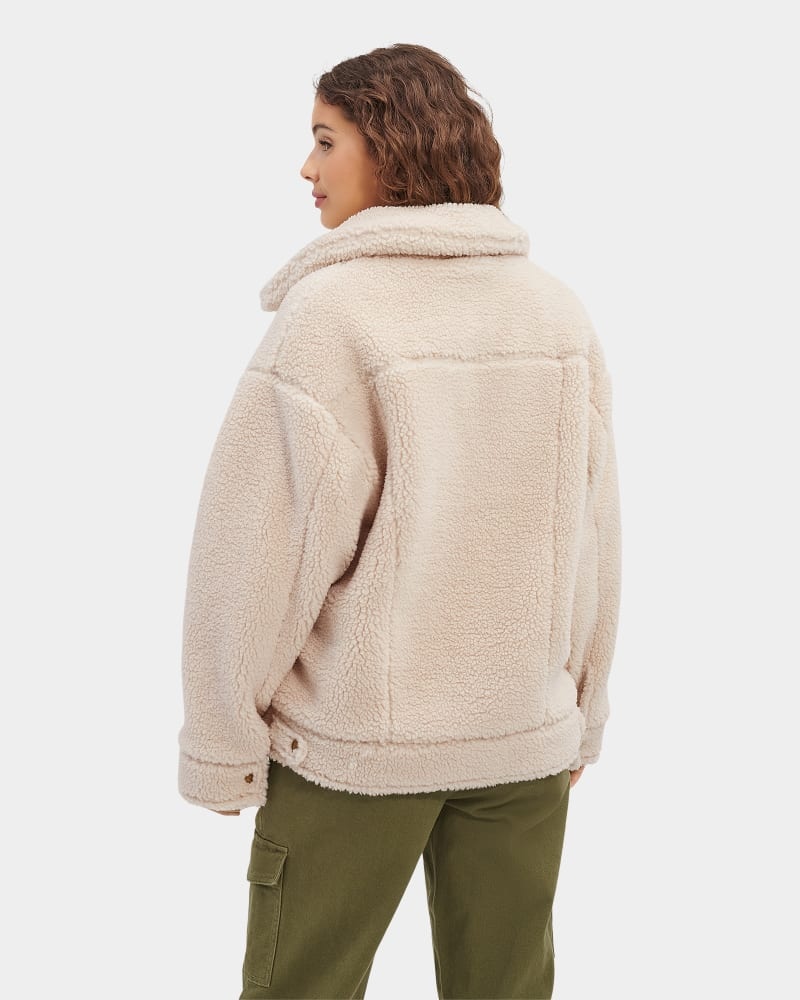 Beige Ugg Frankie Sherpa Trucker Women's Jackets | Saudi Arabia-5462903