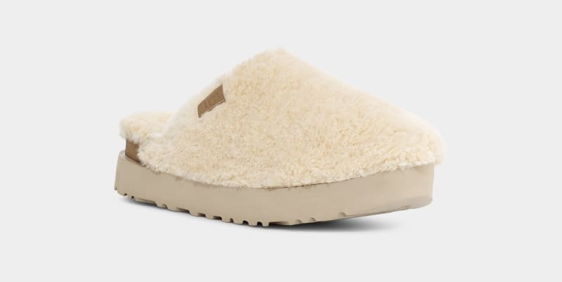 Beige Ugg Fuzz Sugar Women's Slides | Saudi Arabia-5946738