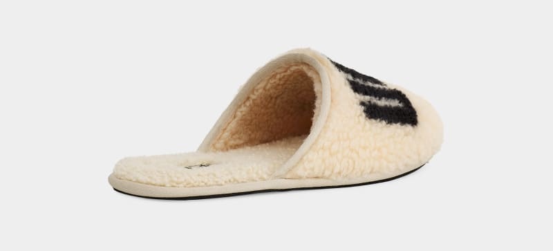 Beige Ugg Scuff Curly Graphic Men's Slippers | Saudi Arabia-4032819