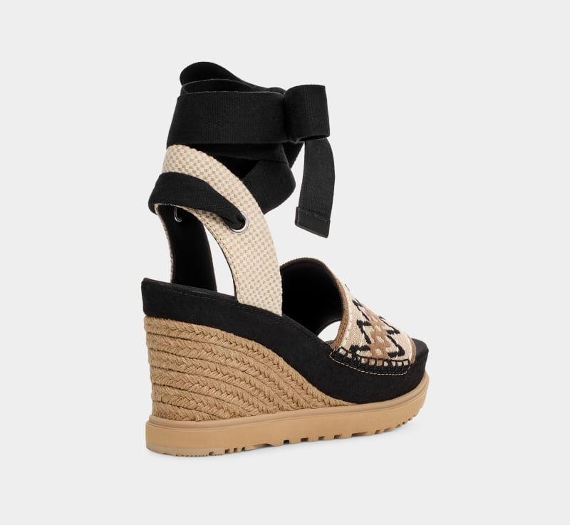 Black Ugg Abbot Ankle Wrap Women's Sandals | Saudi Arabia-9284736