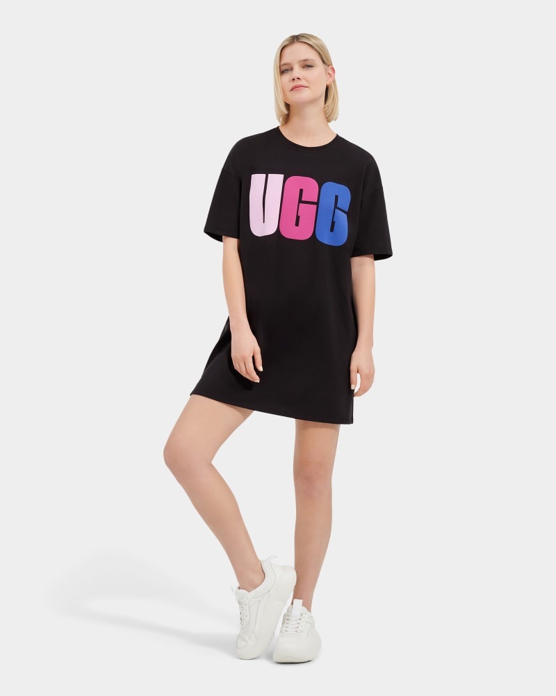 Black Ugg Alayah Logo T-Shirt Women\'s Dress | Saudi Arabia-4123587