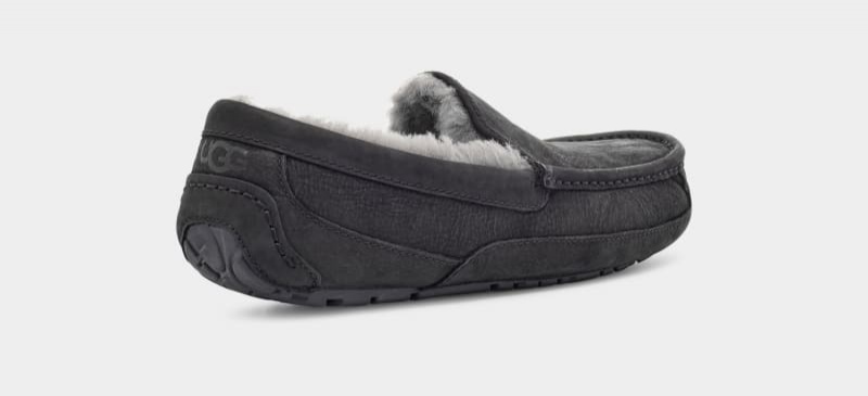 Black Ugg Ascot Matte Leather Men's Moccasins | Saudi Arabia-7841236