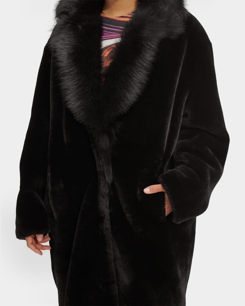 Black Ugg Audree Shearling Women's Coats | Saudi Arabia-7958320