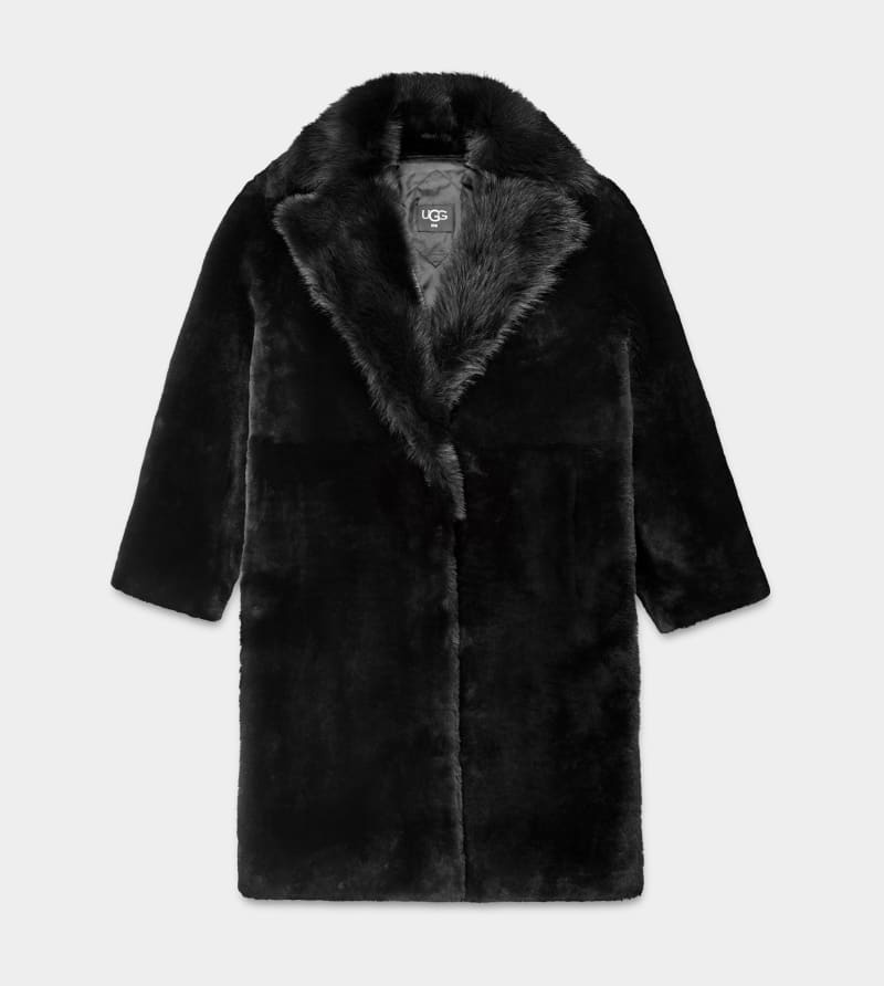 Black Ugg Audree Shearling Women's Coats | Saudi Arabia-7958320