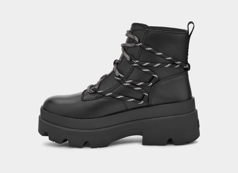 Black Ugg Brisbane Lace Up Women's Ankle Boots | Saudi Arabia-7821530