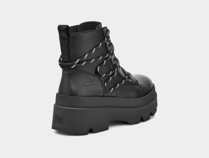 Black Ugg Brisbane Lace Up Women's Ankle Boots | Saudi Arabia-7821530