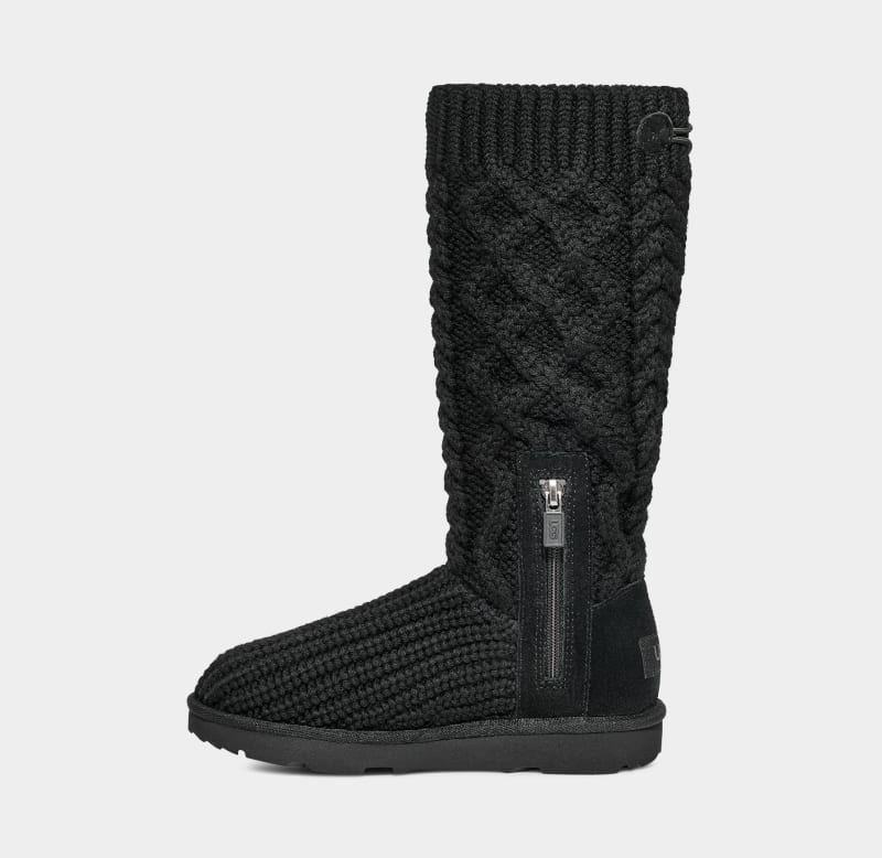 Black Ugg Classic Cardi Cabled Knit Kids' Boots | Saudi Arabia-2493875