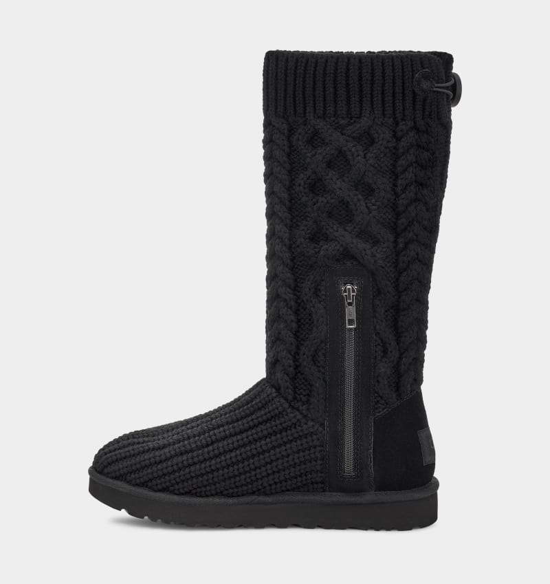 Black Ugg Classic Cardi Cabled Knit Women's Boots | Saudi Arabia-2746853