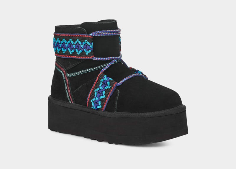 Black Ugg Classic Mini Ii Braid Platform Women's Boots | Saudi Arabia-4710293