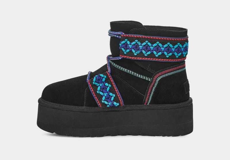 Black Ugg Classic Mini Ii Braid Platform Women's Boots | Saudi Arabia-4710293