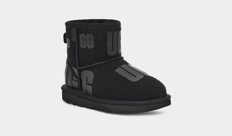 Black Ugg Classic Mini Scatter Graphic Kids' Boots | Saudi Arabia-7428910