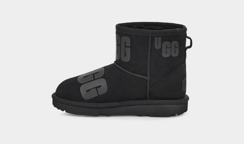 Black Ugg Classic Mini Scatter Graphic Kids' Boots | Saudi Arabia-7428910