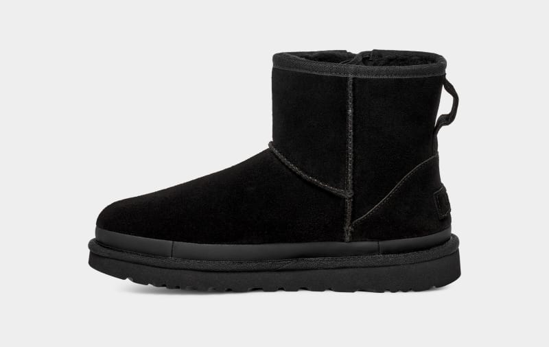 Black Ugg Classic Mini Zipper Tape Logo Women's Boots | Saudi Arabia-6102985