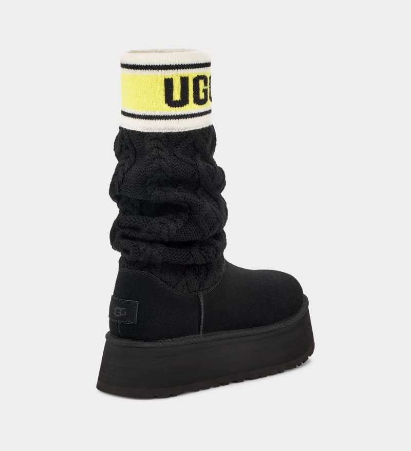 Black Ugg Classic Sweater Letter Women's Winter Boots | Saudi Arabia-2897013