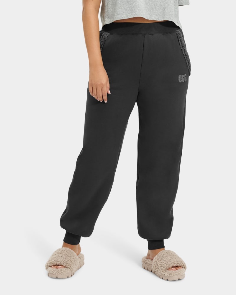 Black Ugg Daylin Bonded Fleece Women's Pants | Saudi Arabia-2409567